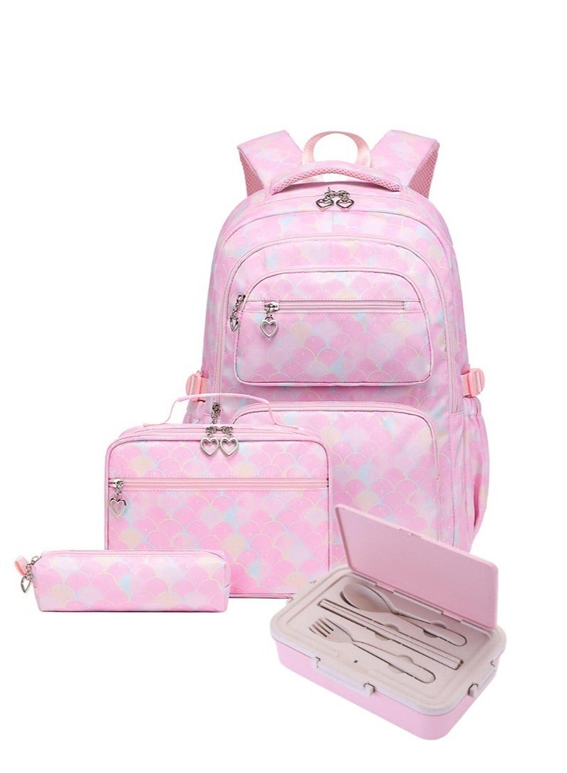 ZWX 4-Piece Back To School  Waterproof Kids Backpack Set And Large Lunchbox With Spoon - Image 1