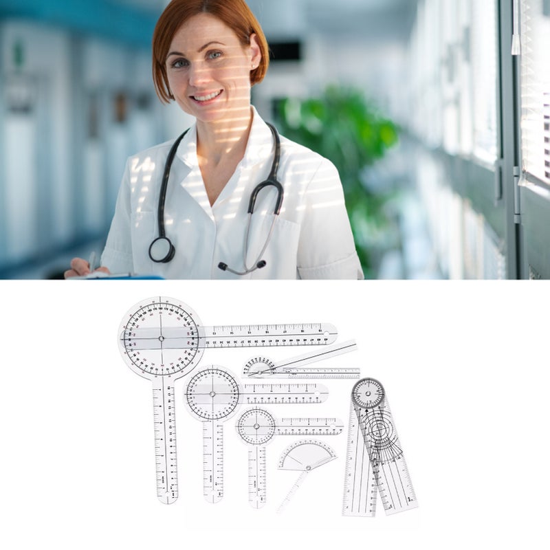 6PCS Medical Goniometer Set PVC Transparent Clear Scale Wear Resistant Angle Ruler for Orthopedics - Image 4