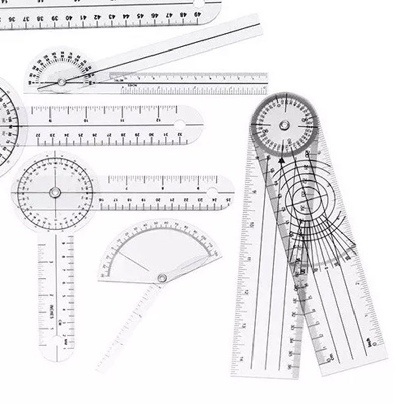 6PCS Medical Goniometer Set PVC Transparent Clear Scale Wear Resistant Angle Ruler for Orthopedics - Image 5