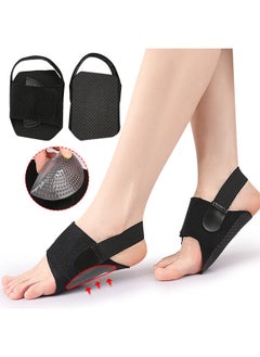 1 Pair of Arch Support Braces for Plantar Fasciitis Relief, Arch Support Sleeves, Non-Slip Wearable Arch Support Inserts with Built-in Orthotics, Adjustable Bands and Gel pads for Flat Feet High & Fallen Arch, 1 Pair Black