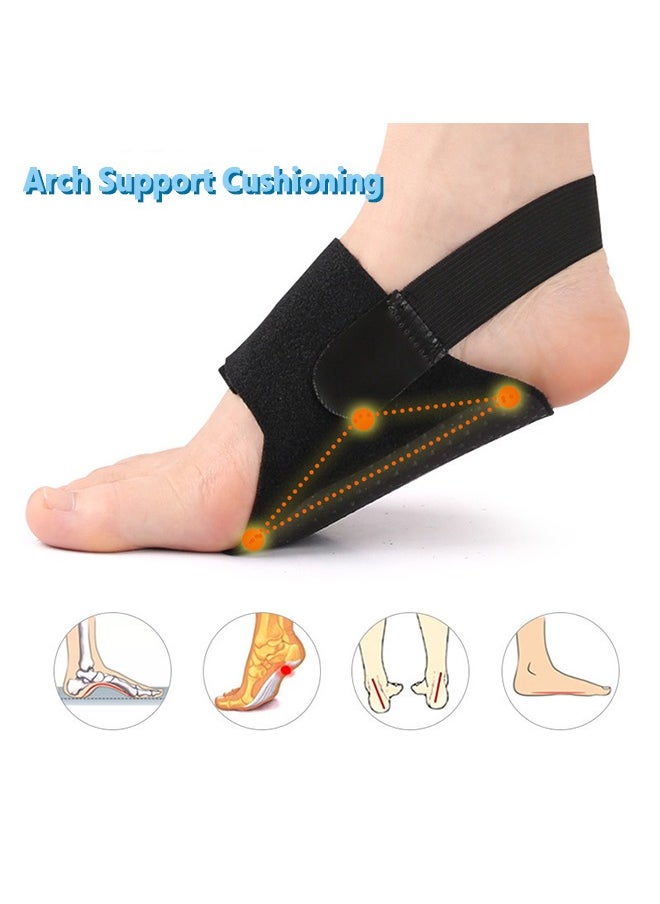 Generic - 1 Pair of Arch Support Braces for Plantar Fasciitis Relief, Arch Support Sleeves, Non-Slip Wearable Arch Support Inserts with Built-in Orthotics, Adjustable Bands and Gel pads for Flat Feet High & Fallen Arch, 1 Pair Black - Image 1