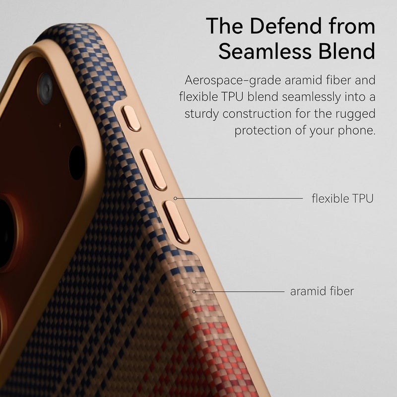 PITAKA UltraGuard Aramid Fiber Woven Case for iPhone 17 Pro | Compatible with MagSafe, Thin & Lightweight with a Caseless Feel (Sunset) - Image 5