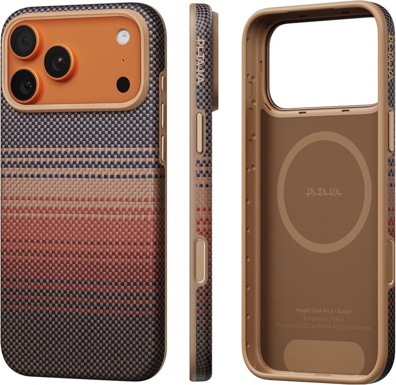 PITAKA UltraGuard Aramid Fiber Woven Case for iPhone 17 Pro | Compatible with MagSafe, Thin & Lightweight with a Caseless Feel (Sunset) - Image 1