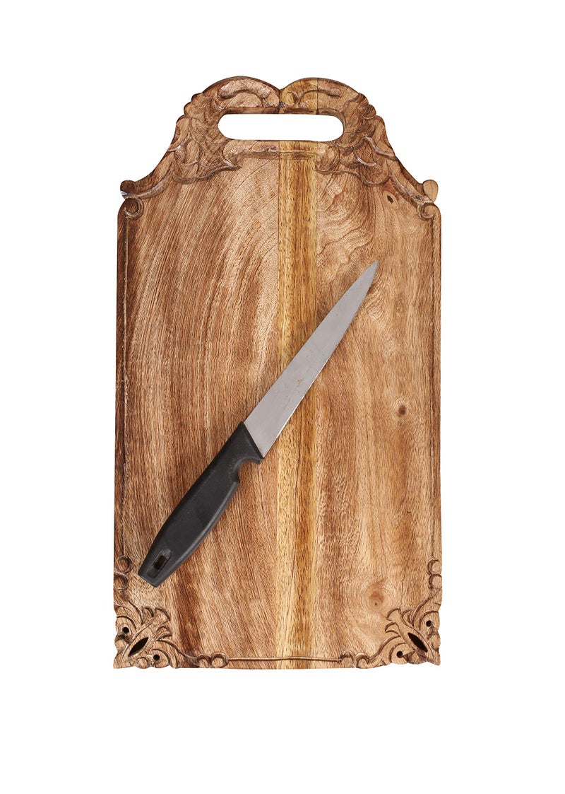 Winlay Mango wood hand carved Chopping & Serving Tray for kitchen, dining table and outdoor SIZE 16.5x9x0.95 inch - Image 5