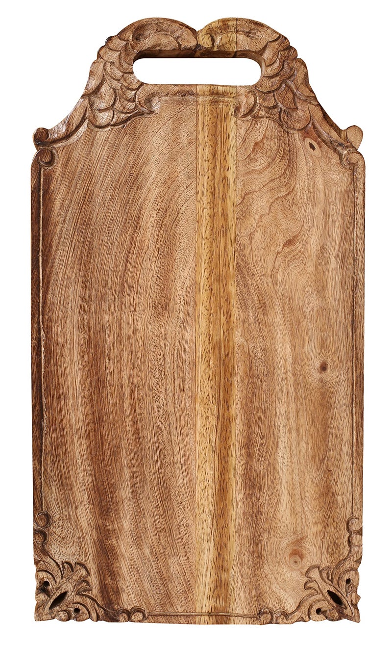 Winlay Mango wood hand carved Chopping & Serving Tray for kitchen, dining table and outdoor SIZE 16.5x9x0.95 inch - Image 1
