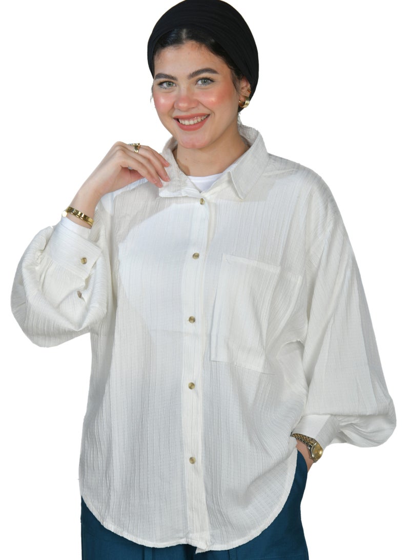 oversize women shirt - offwhite color  - Image 1