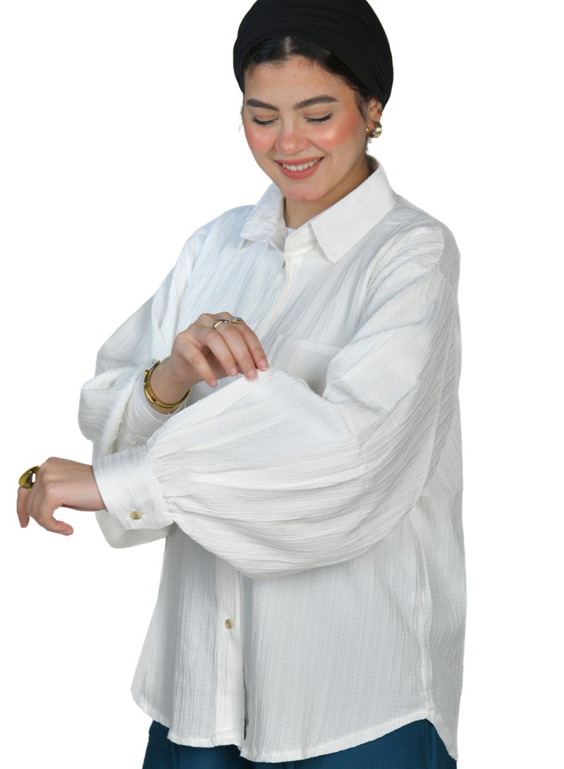 oversize women shirt - offwhite color  - Image 2