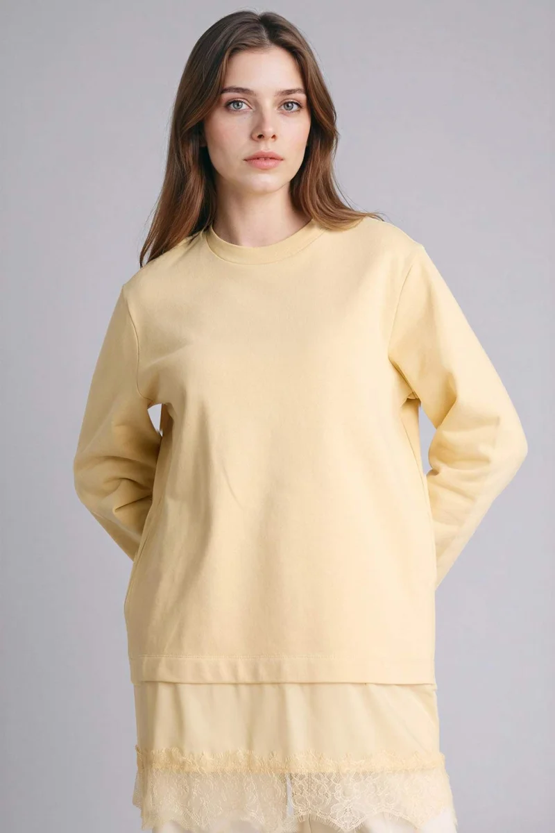 DeFacto 100% Cotton Regular Fit Crew Neck Sweat Tunic