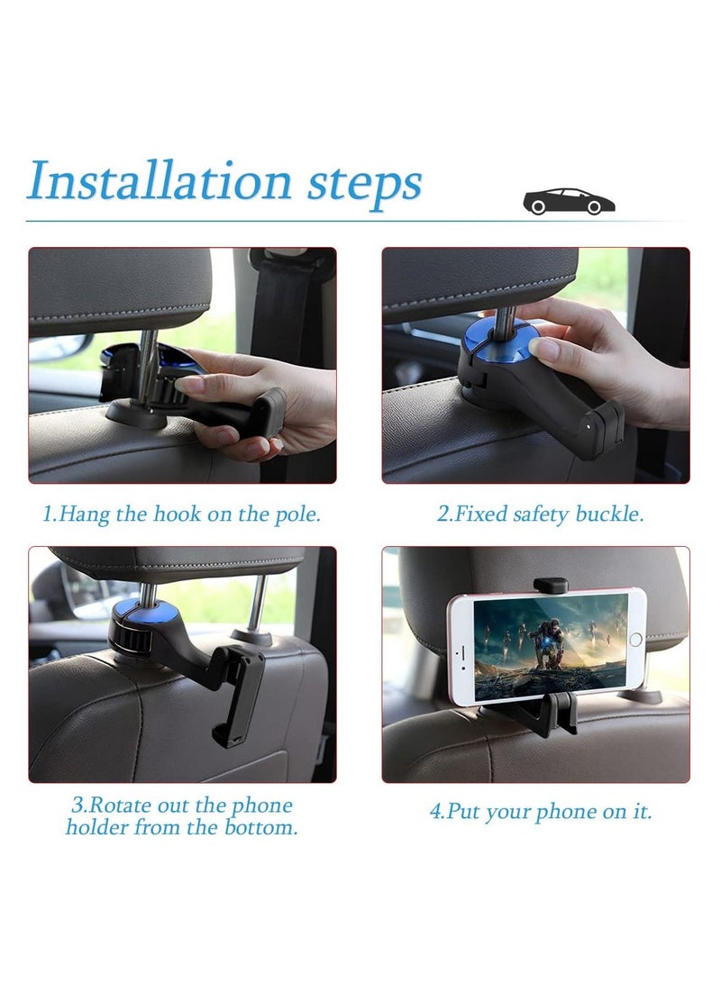 Universal Car Vehicle Back Seat Headrest Mobile Phone Holder Hanger Holder Hook For Bag Purse Cloth Grocery (Gold 2 Pack)  - Image 5