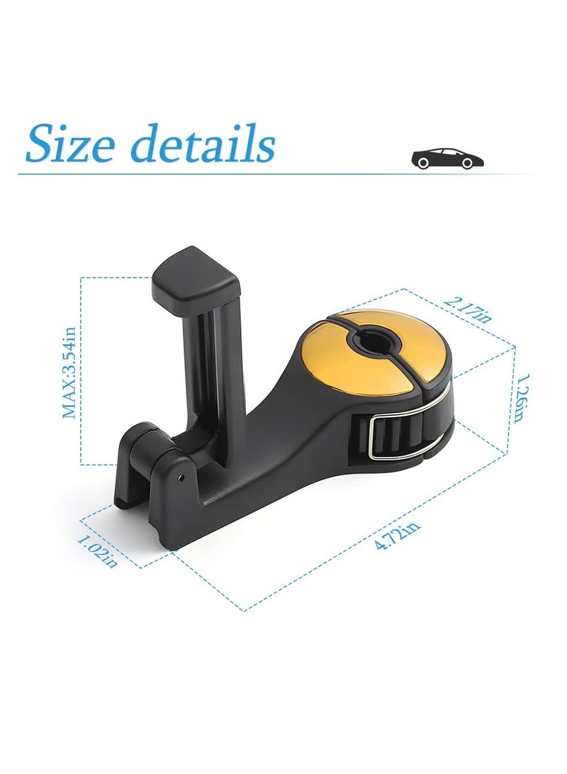 Universal Car Vehicle Back Seat Headrest Mobile Phone Holder Hanger Holder Hook For Bag Purse Cloth Grocery (Gold 2 Pack)  - Image 2