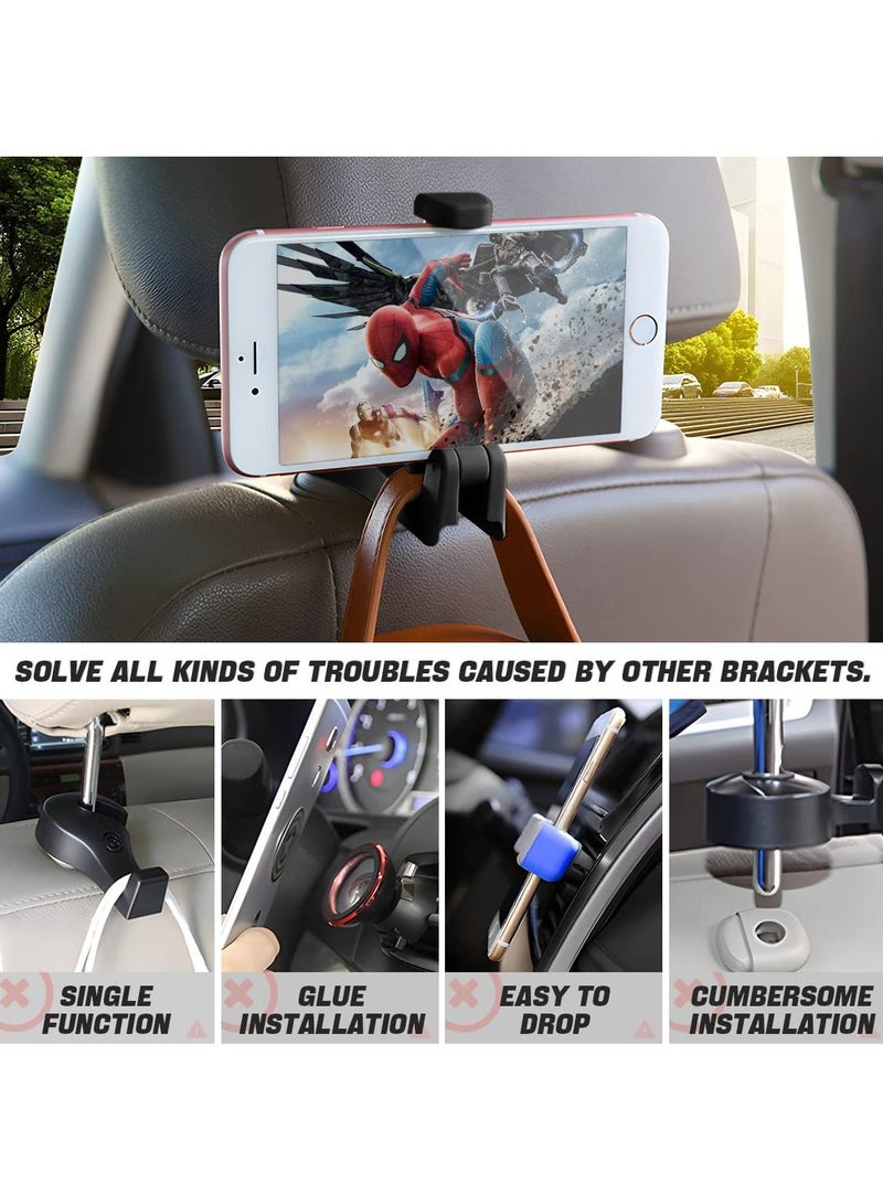 Universal Car Vehicle Back Seat Headrest Mobile Phone Holder Hanger Holder Hook For Bag Purse Cloth Grocery (Gold 2 Pack)  - Image 3