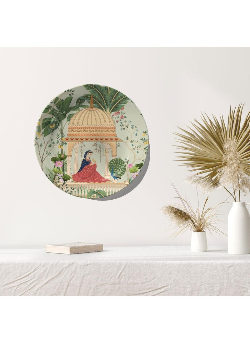 Dessine Art Dessine Art Maharanisa Wall PlateStand Metal Hook Indian Heritage Hanging Wall Plate 10inchBone China Wall Plate for Wall Dcor I Home Dcor I Living Room I Drawing Room Office  - Image 3