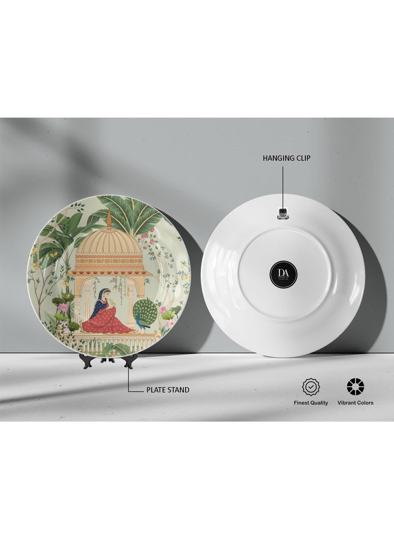 Dessine Art Dessine Art Maharanisa Wall PlateStand Metal Hook Indian Heritage Hanging Wall Plate 10inchBone China Wall Plate for Wall Dcor I Home Dcor I Living Room I Drawing Room Office  - Image 4