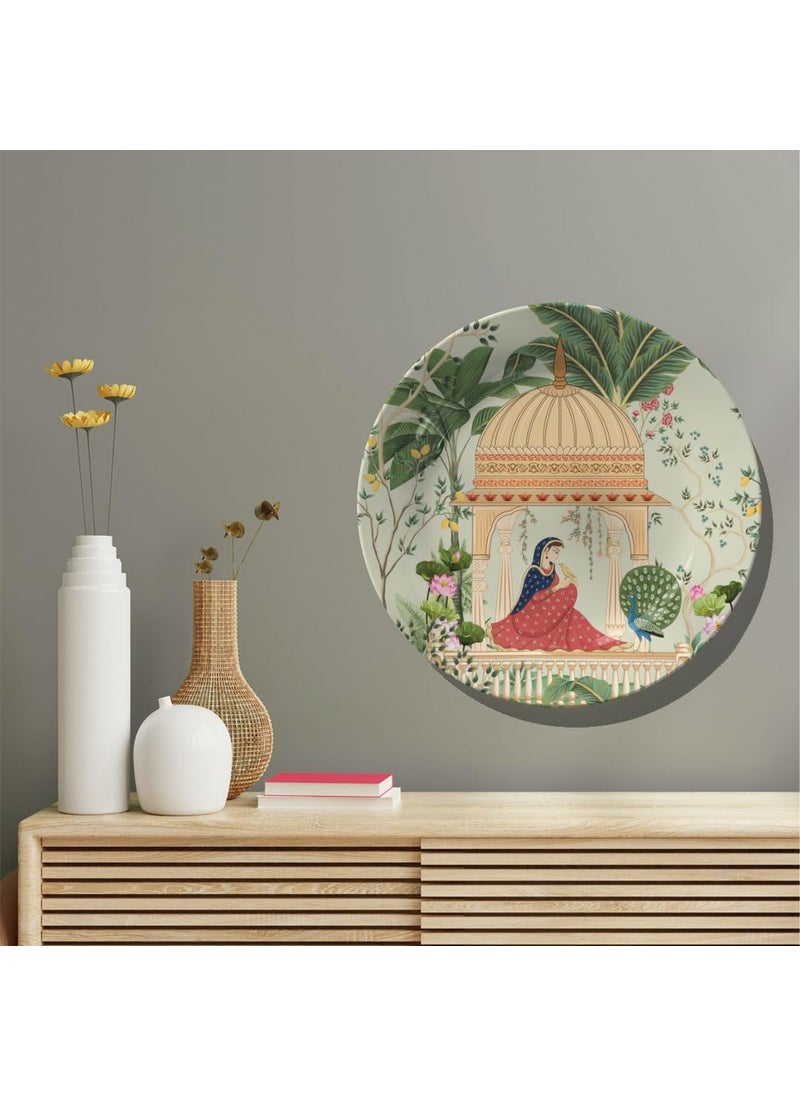 Dessine Art Dessine Art Maharanisa Wall PlateStand Metal Hook Indian Heritage Hanging Wall Plate 10inchBone China Wall Plate for Wall Dcor I Home Dcor I Living Room I Drawing Room Office  - Image 5