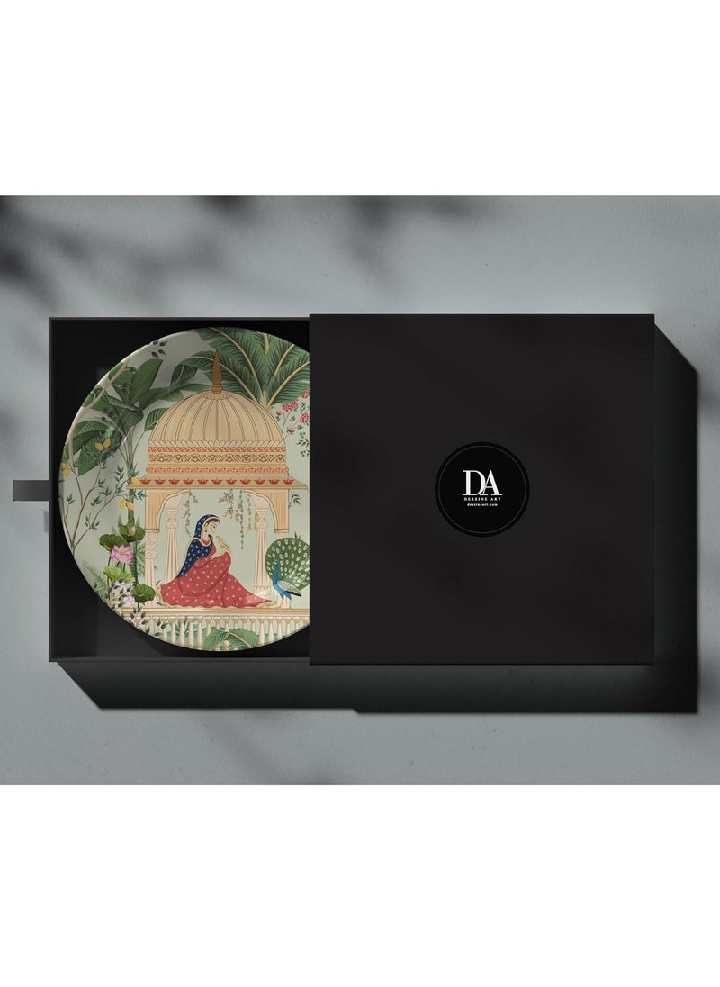 Dessine Art Dessine Art Maharanisa Wall PlateStand Metal Hook Indian Heritage Hanging Wall Plate 10inchBone China Wall Plate for Wall Dcor I Home Dcor I Living Room I Drawing Room Office  - Image 2