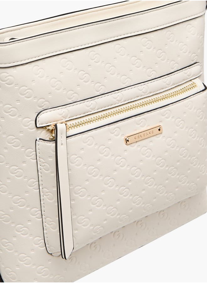 Celeste Women Monogram Embossed Crossbody Bag with Adjustable Strap  - Image 4