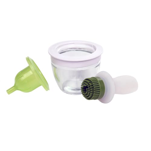 Divinext Oil Dispenser Glass Bowl Container and Silicone Pastry Brush Set for Cooking, BBQ, Baking and Grilling,15 X 6 X 8 cm,Green - Image 3