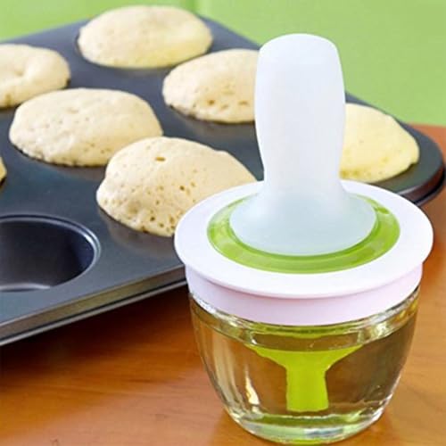 Divinext Oil Dispenser Glass Bowl Container and Silicone Pastry Brush Set for Cooking, BBQ, Baking and Grilling,15 X 6 X 8 cm,Green - Image 1