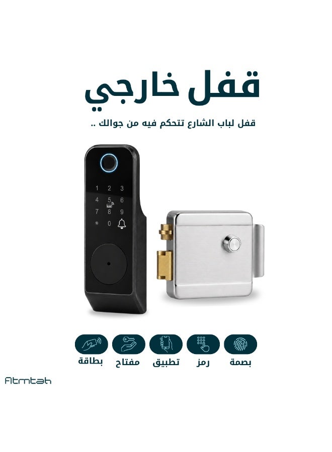 Atmtah Smart Lock, Outdoor Weatherproof Smart Door Lock, Fingerprint Door Lock, Arabic Language Support, Handles Saudi Weather, TTLock App Control, 5 Ways to Unlock: App/Fingerprint/NFC Card/Passcode/Key (X7) - Image 1