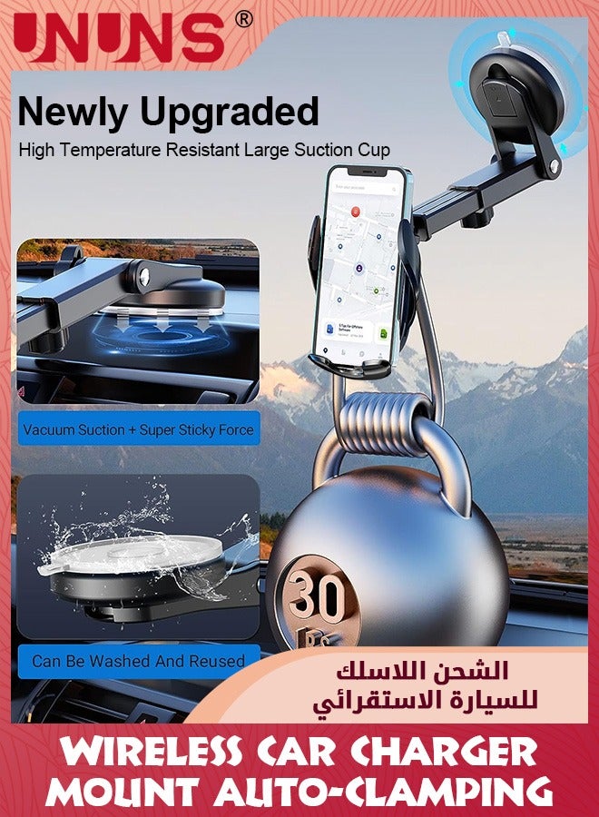 UNUNS Wireless Car Charger,15W Fast Wireless Charger For Car Auto-Clamping,Fit For iPhone 15 14 13 12 11 Pro Max Xs,Samsung Galaxy S23 Ultra S22 S21 S20, S10+ S9+ Note 9  - Image 4