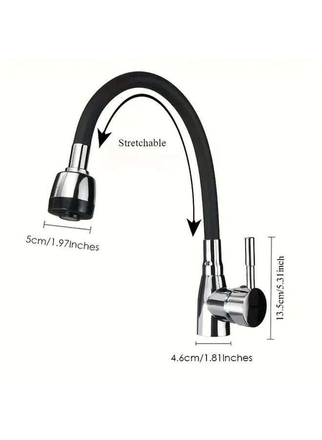 Classic Kitchen Sink Faucet 360 Rotating Single Handle Hot Cold Water Mixer Blue - Image 5