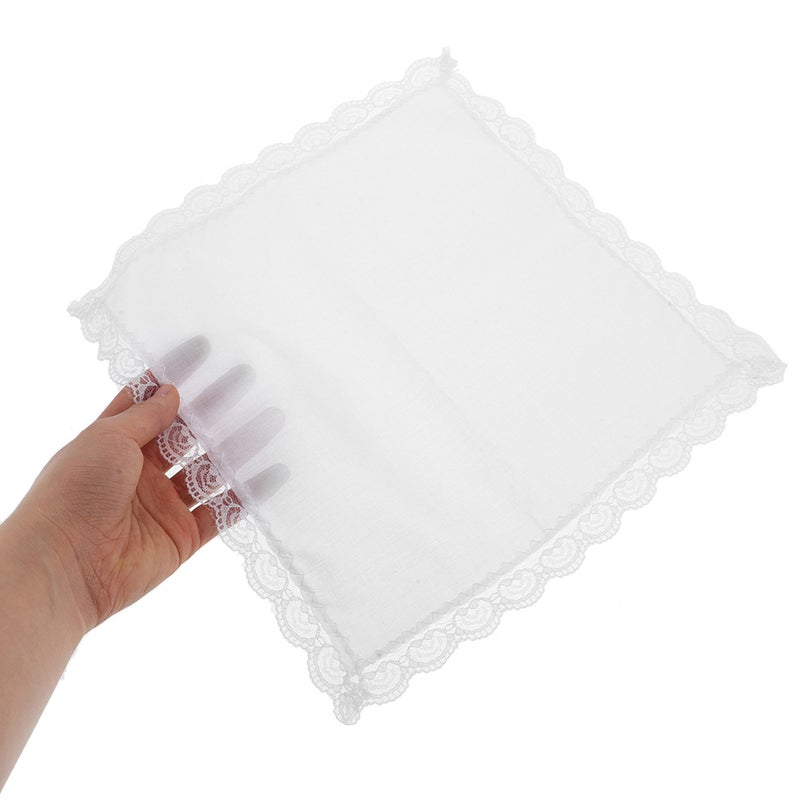 4PCS Lace Handkerchiefs for Women Cotton Wedding Towel DIY Craft Soft Handkerchiefs for Bride Elegant Pocket for Ceremony and Party - Image 2