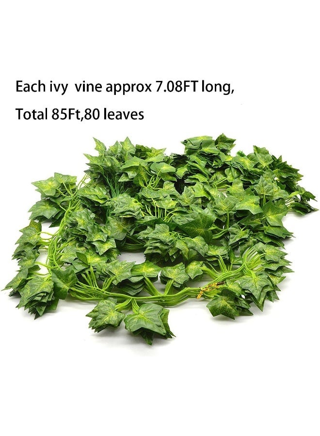 Beebel Ivy Garland 85Ft 12 Strands Artificial Fake Ivy Leaves Greenery Leaves Hanging Vines Plant Leaves Garland Home Garden Poison Ivy Costume - Image 4