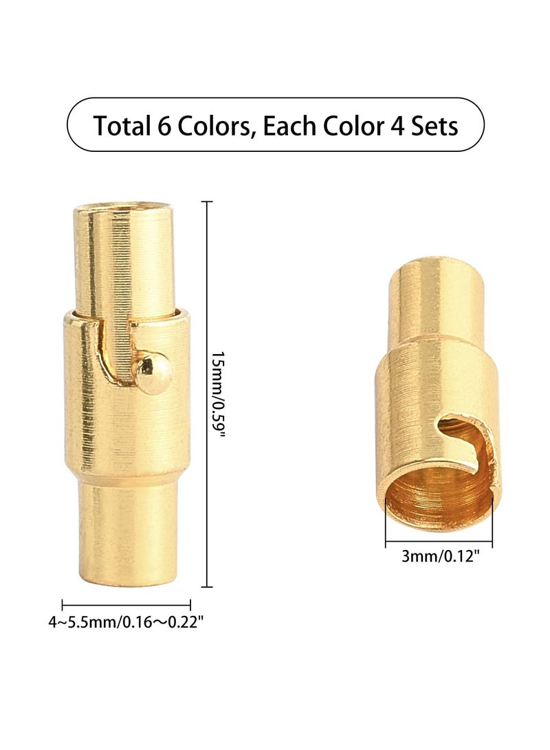 24 Pcs Bracelet Cord End Caps 6 Colors Bracelet End Caps Necklace Rope End Buckle with Locking for Jewelry Making - Image 2