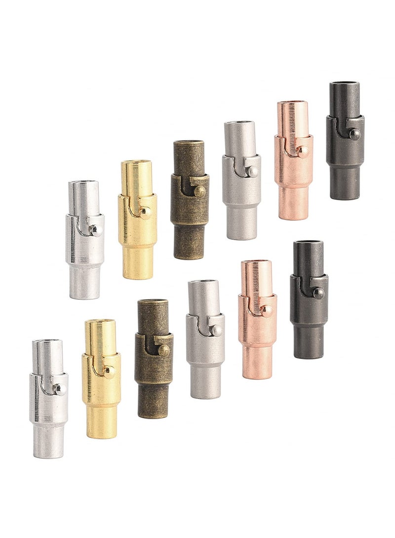 24 Pcs Bracelet Cord End Caps 6 Colors Bracelet End Caps Necklace Rope End Buckle with Locking for Jewelry Making - Image 1