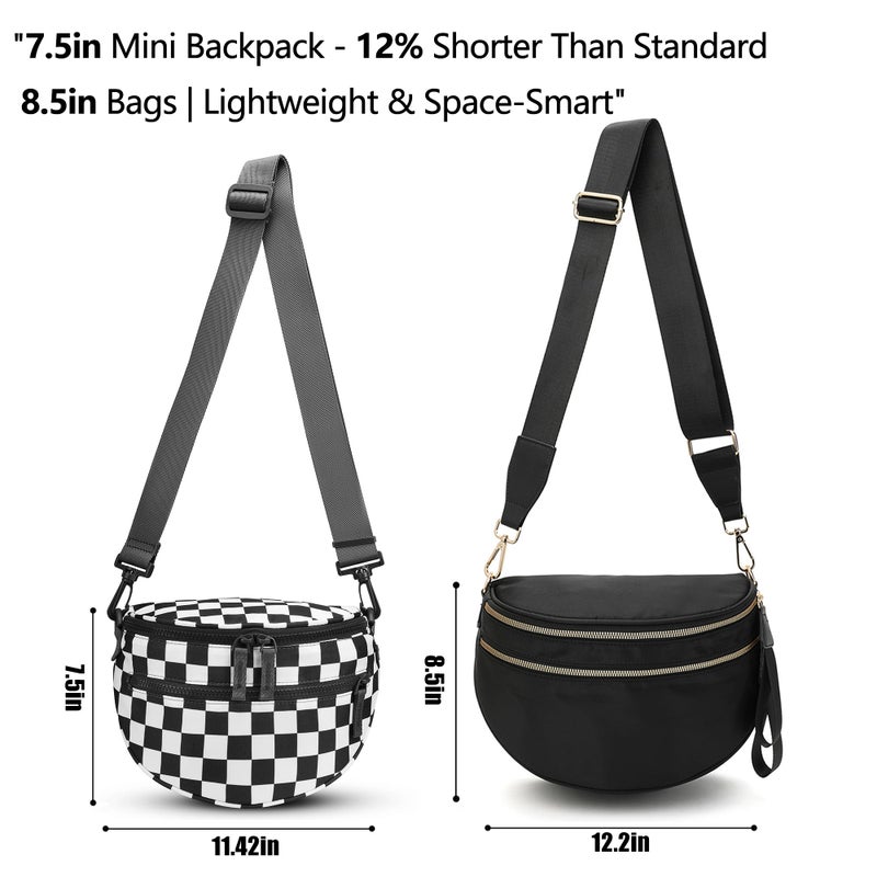 FODOKO bum bags for women crossbody small checkered Purses cross body bag fanny packs nylon zip - Image 3