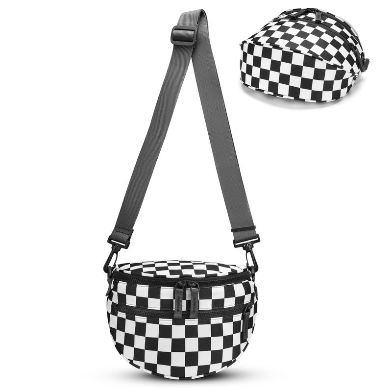 FODOKO bum bags for women crossbody small checkered Purses cross body bag fanny packs nylon zip - Image 1