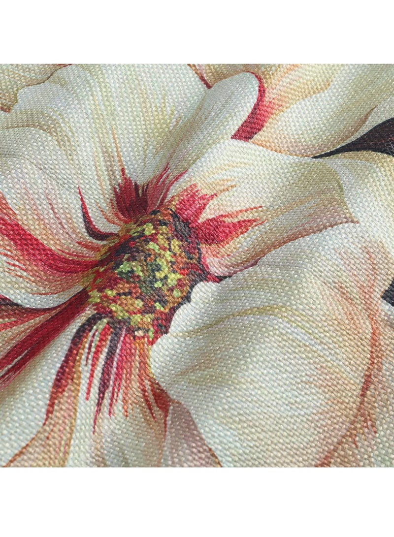 Excefore 4 عبوات من أغطية وسائد زهور الفاوانيا الحمراء، أقمشة بوليستر ولين، مناسبة لتزيين الأرائك والأسرة والديكور الداخلي والخارجي (45 × 45 سم) - Image 4