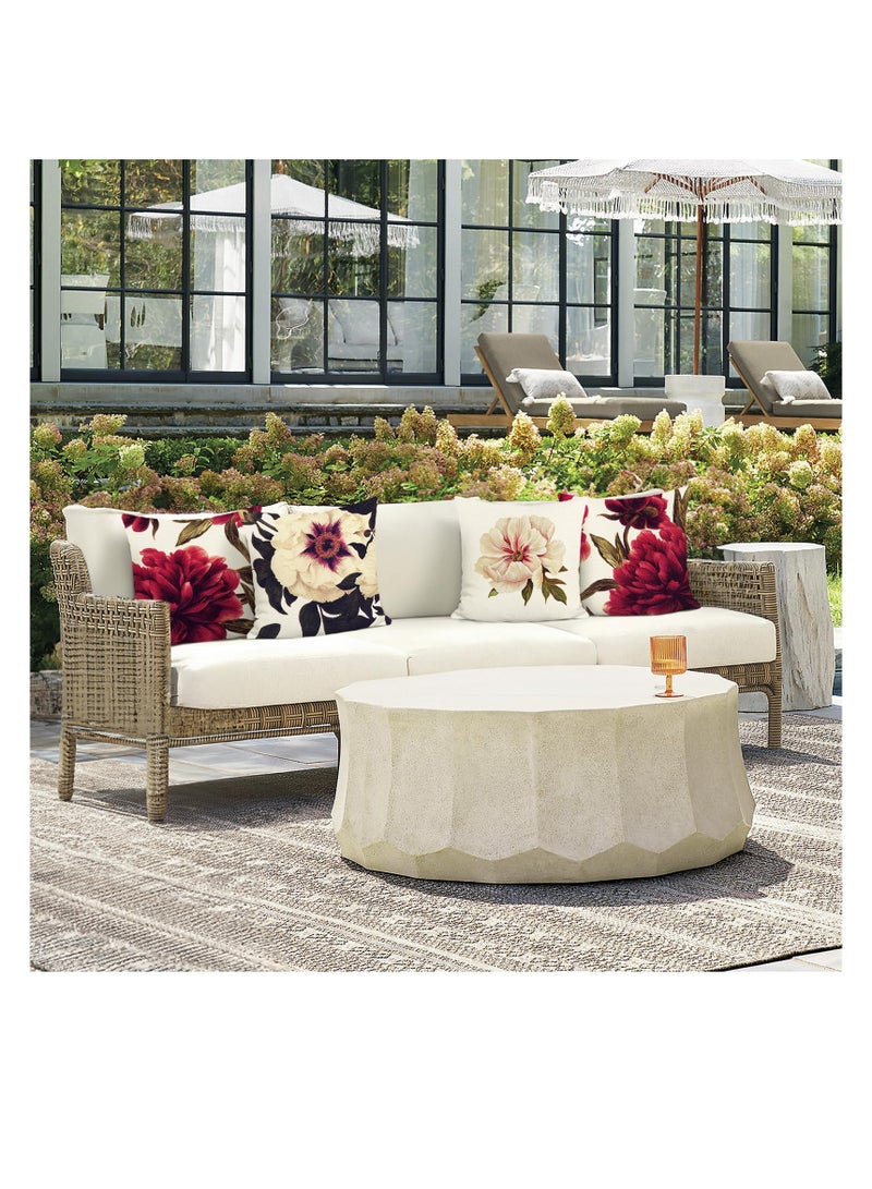 Excefore 4 عبوات من أغطية وسائد زهور الفاوانيا الحمراء، أقمشة بوليستر ولين، مناسبة لتزيين الأرائك والأسرة والديكور الداخلي والخارجي (45 × 45 سم) - Image 2