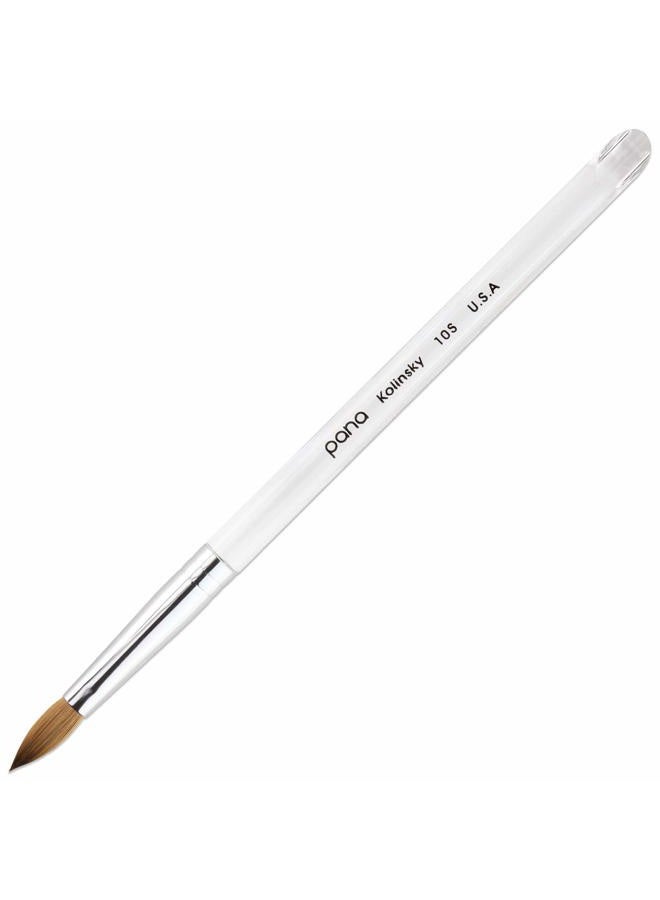 Pana Pure Kolinsky Hair Acrylic Nail Brush - Oval Crimped Clear Acrylic Handle (Size 10) - Image 1