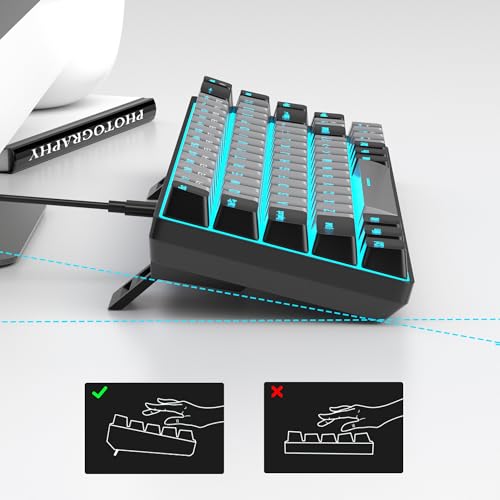 MageGee Portable 60% Mechanical Gaming Keyboard, MK-Box LED Backlit Compact 68 Keys Mini Wired Office Keyboard with Blue Switch for Windows Laptop PC Mac - Grey/Black - Image 4