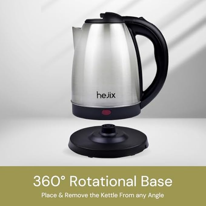 HEJIX Electric Kettle 18 L 1500 W Fast Boiling Stainless Steel Kettle With Auto ShutOff BoilDry Protection 360 Rotating Base Cordless Convenience Perfect For Tea Coffee  Hot Beverages - Image 4