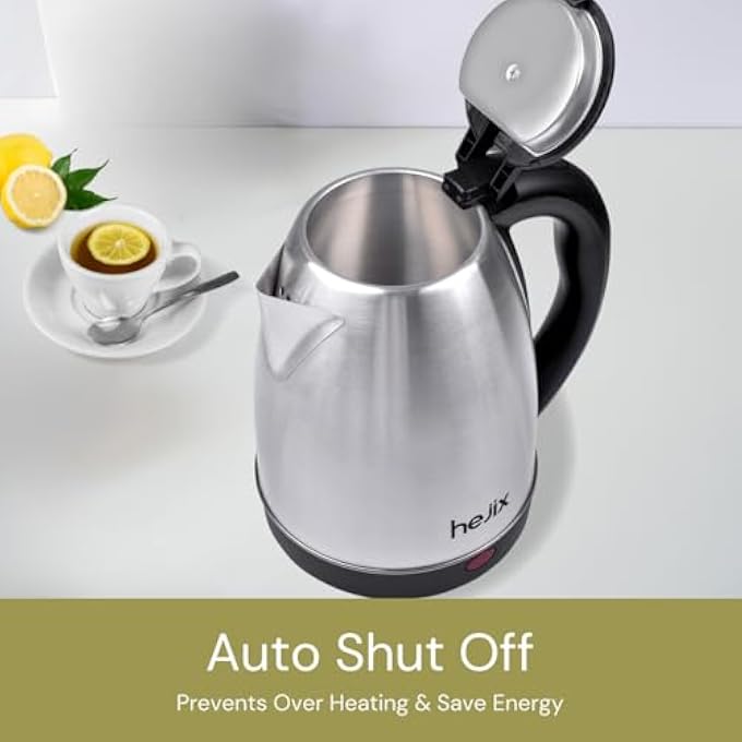 HEJIX Electric Kettle 18 L 1500 W Fast Boiling Stainless Steel Kettle With Auto ShutOff BoilDry Protection 360 Rotating Base Cordless Convenience Perfect For Tea Coffee  Hot Beverages - Image 5