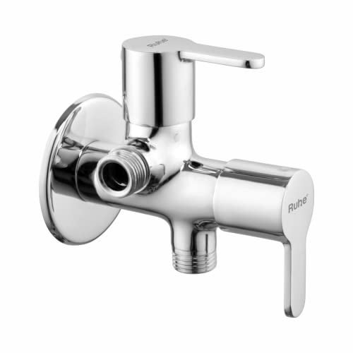 Ruhe® Pavo Angle Valve Two Way Double Handle Faucet/Tap for Connecting Washing Machines, Dishwashers, Hand Showers & Health Faucets, Chrome Finish | Angle Cock Two Way Faucet/Tap - Image 1