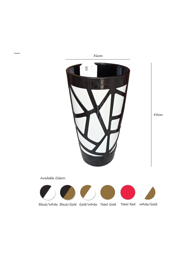 أيدل وعاء زهور بلاستيكي مزخرف مقوس 55 سم - وعاء دائري للزراعة الداخلية والخارجية للبالكون، وتوب الطاولة والحديقة - وعاء نباتي زخرفي متعدد الألوان - مصنوع في إيطاليا - من إيديل - Image 5