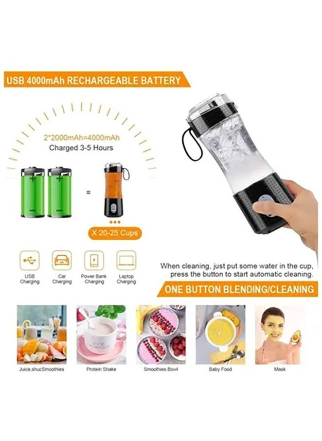 جونيس خلاط شخصي محمول للعصير والمخفوقات ، شفرات 3D قوية 4000mAh USB كوب عصارة قابلة للشحن (أسود)  - Image 3