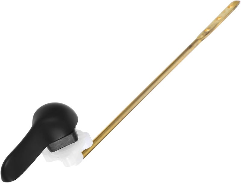 Universal Side Mount Toilet Flush Lever Handle Adjustable Tank Trip Lever with Brass Rod and Zinc Alloy Wrench Black Bathroom Toilet Handle Replacement - Image 1