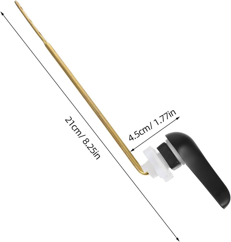 Universal Side Mount Toilet Flush Lever Handle Adjustable Tank Trip Lever with Brass Rod and Zinc Alloy Wrench Black Bathroom Toilet Handle Replacement - Image 2