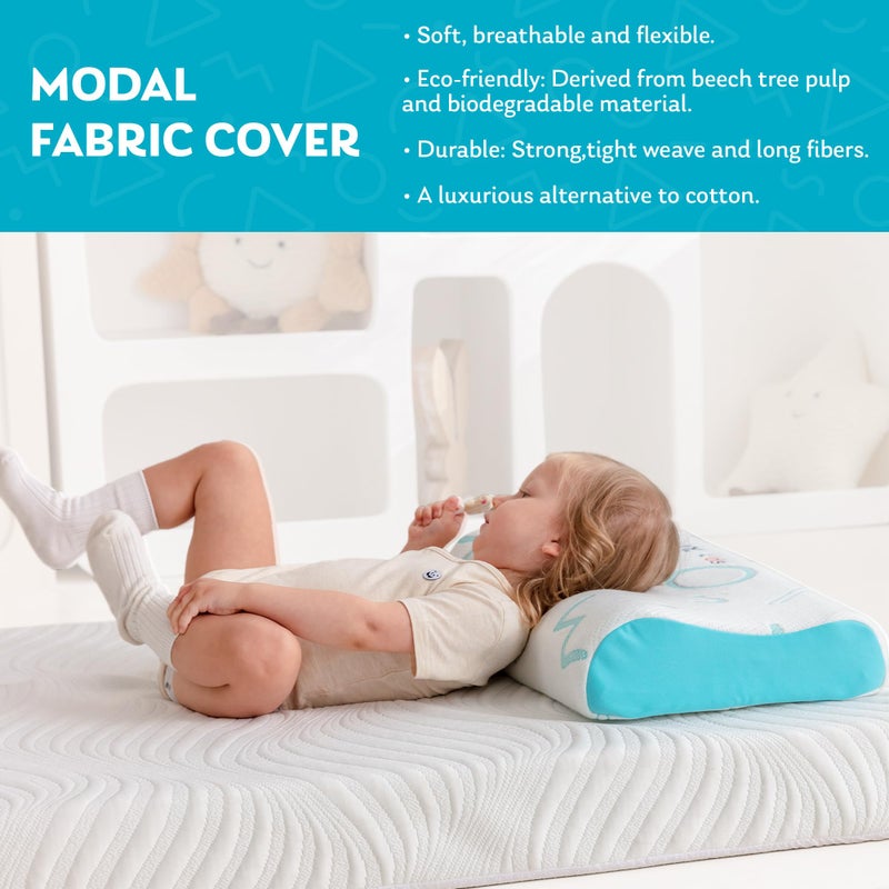 MLILY Kids Pillow for Sleeping, Adjustable Kids Memory Foam Pillow for Bed Set, Breathable and Cooling Pillows for Kids Boy Girl, CertiPUR-US Certified, 12x20 Inch, Blue - Image 3