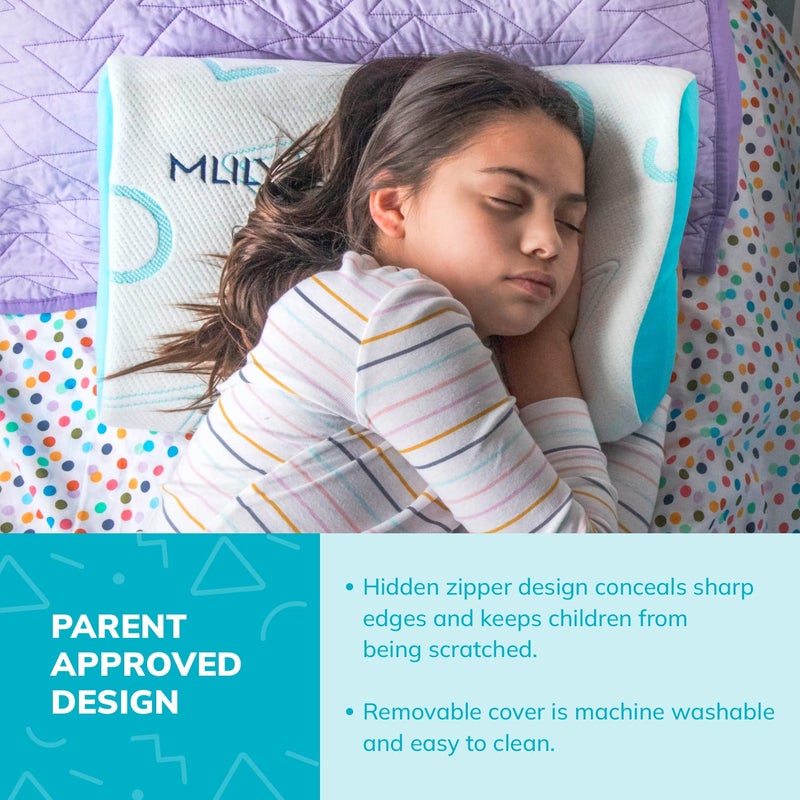 MLILY Kids Pillow for Sleeping, Adjustable Kids Memory Foam Pillow for Bed Set, Breathable and Cooling Pillows for Kids Boy Girl, CertiPUR-US Certified, 12x20 Inch, Blue - Image 4