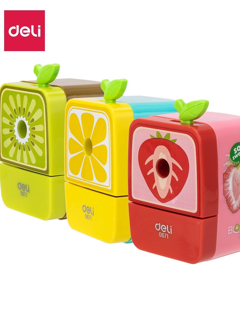 مبراة قلم رصاص دوارة من Deli E0671 - 86 × 55 × 83 ملم - ألوان متنوعة