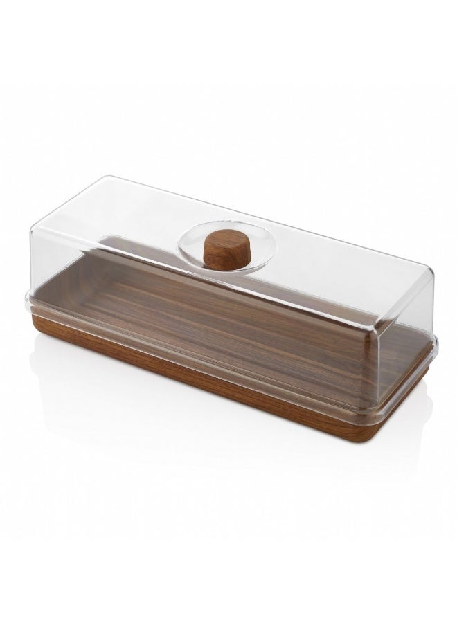 إيفيلين صينية تقديم الخبز والكعك المستطيلة مع غطاء – مقاس 39×16×13 سم– بني، بلاستيك مرن متين مقاوم للكسر والتشقق، آمنة من البكتيريا، تتحمل درجات حرارة من -40° إلى 185° فهرنهايت، مناسبة للفريزر والغسالة، لتقديم الكعك، الحلويات، المعجنات، الخبز والحلويات المتنوعة في المنزل، الحفلات والمناسبات، جزء من مجموعة متكاملة من أواني تقديم أنيقة ومتناسقة - Image 2