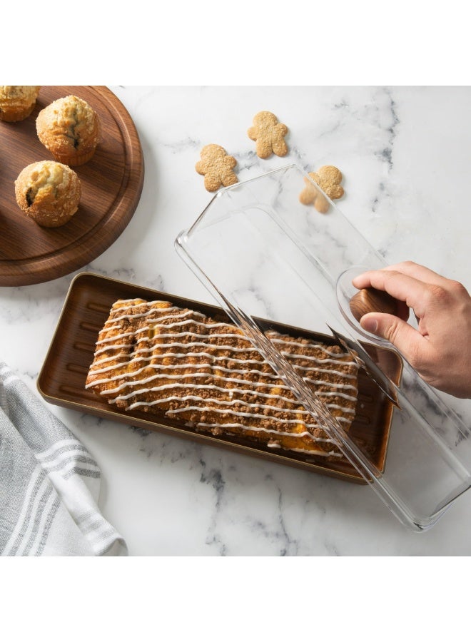 إيفيلين صينية تقديم الخبز والكعك المستطيلة مع غطاء – مقاس 39×16×13 سم– بني، بلاستيك مرن متين مقاوم للكسر والتشقق، آمنة من البكتيريا، تتحمل درجات حرارة من -40° إلى 185° فهرنهايت، مناسبة للفريزر والغسالة، لتقديم الكعك، الحلويات، المعجنات، الخبز والحلويات المتنوعة في المنزل، الحفلات والمناسبات، جزء من مجموعة متكاملة من أواني تقديم أنيقة ومتناسقة - Image 5
