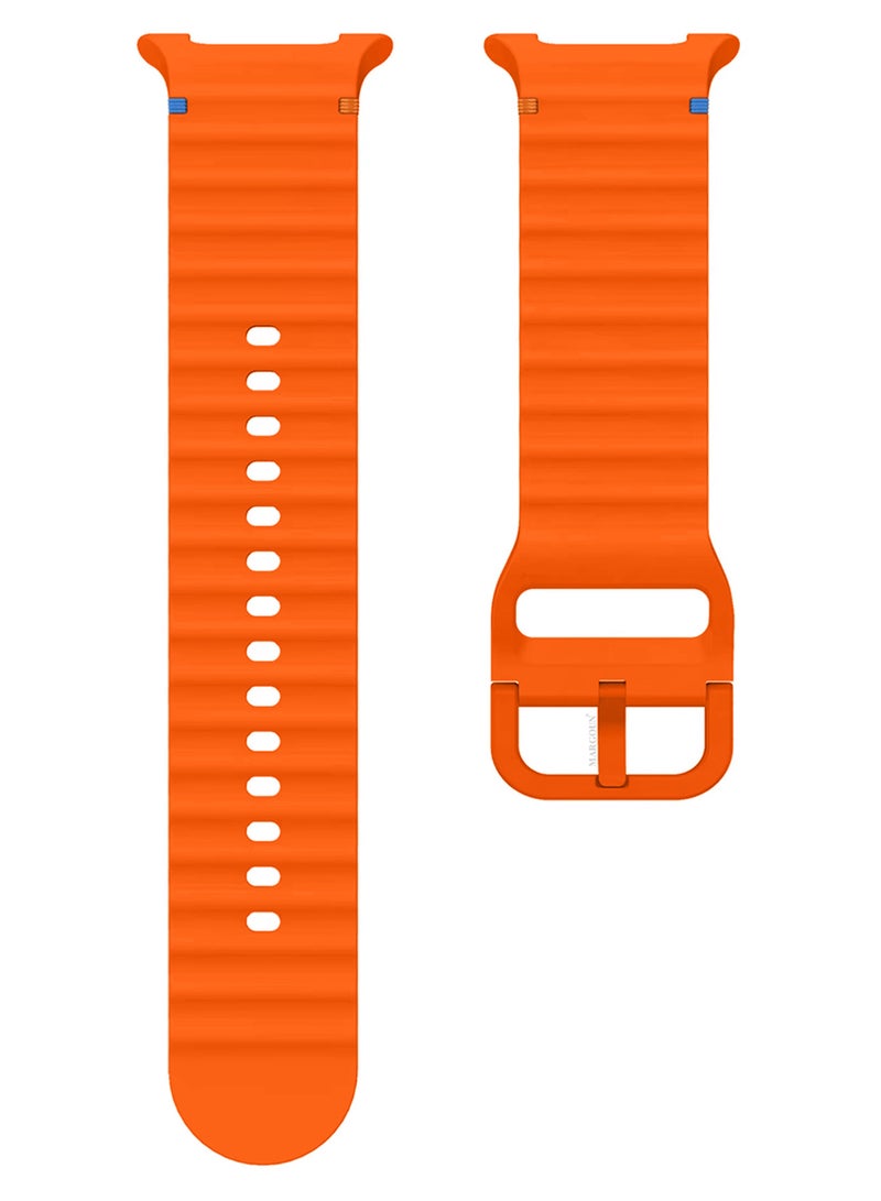 CATANES Silicone Ocean Band for Samsung Galaxy Watch 8 Classic 46mm and Watch 8 40mm 44mm - Sport Band Strap - Orange - Image 4