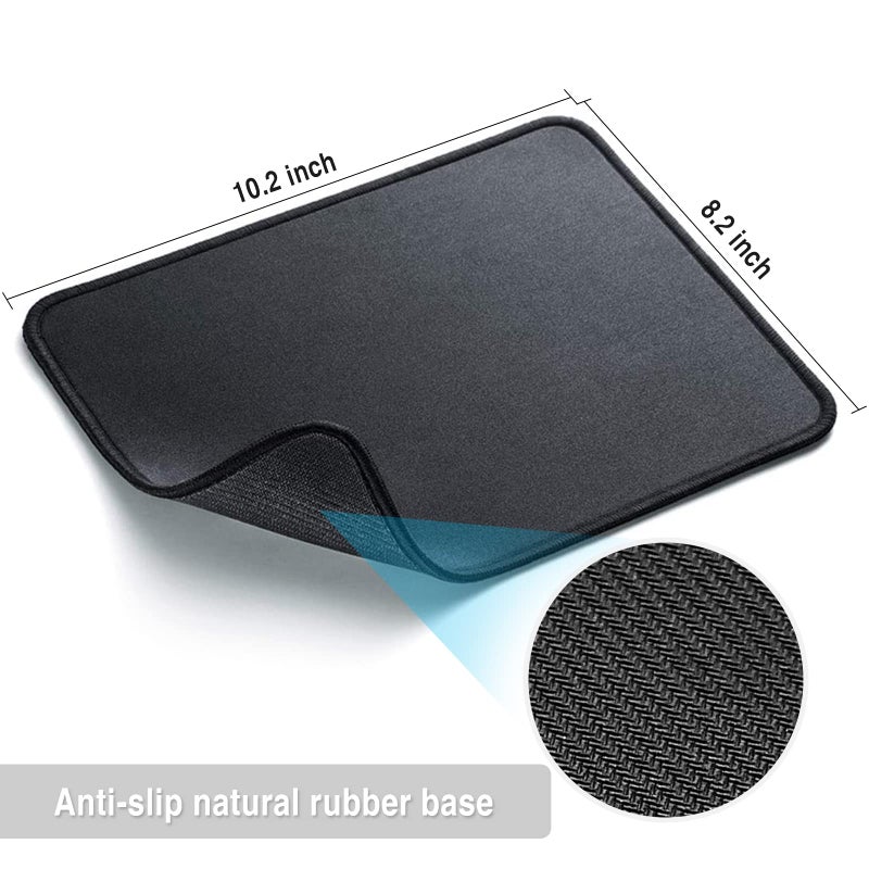 Zhithink 11 Pack Mouse Pad with Reinforced Stitching Edge, Washable Mousepad with Grippy Non-Slip Rubber Base, 0.12 Inch Thick Smooth Tracks Computer Mouse Pads Bulk for Desk, Black, 10.2x8.2 Inch - Image 2