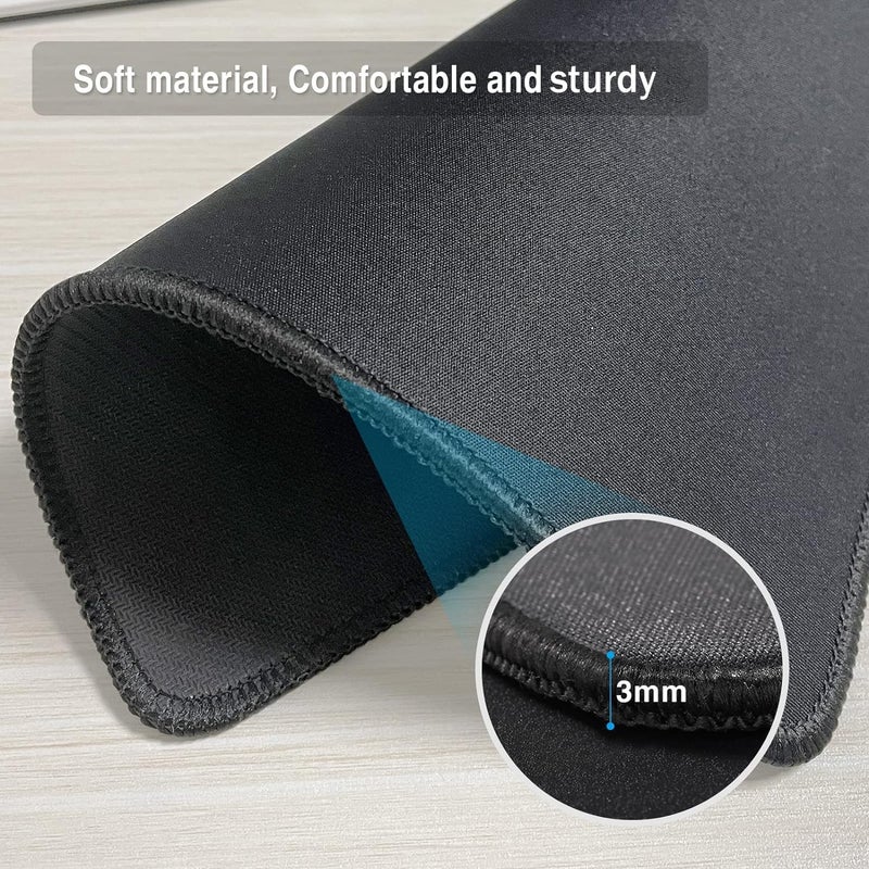 Zhithink 11 Pack Mouse Pad with Reinforced Stitching Edge, Washable Mousepad with Grippy Non-Slip Rubber Base, 0.12 Inch Thick Smooth Tracks Computer Mouse Pads Bulk for Desk, Black, 10.2x8.2 Inch - Image 3